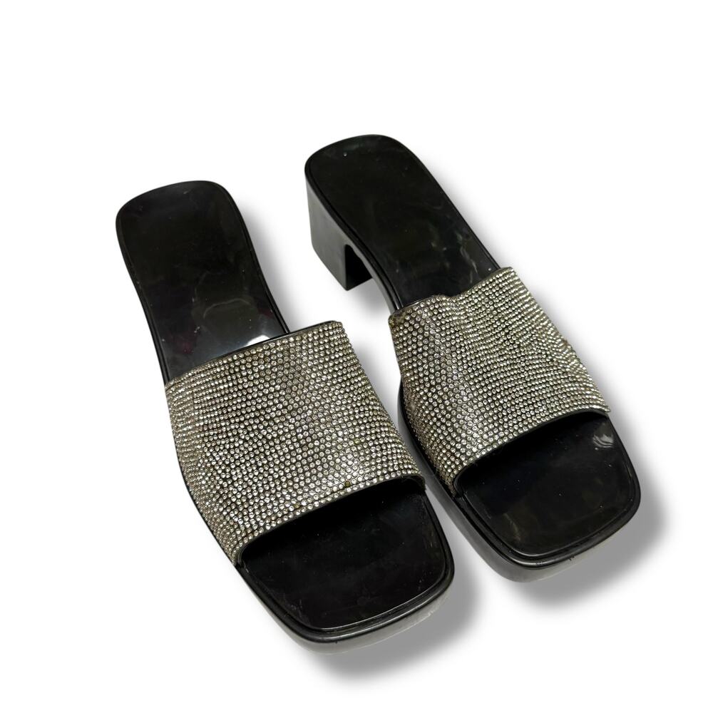 Nicole Miller Womens Shoes Sz 12 Black Tikki Jelly Sandals Bejeweled Bling